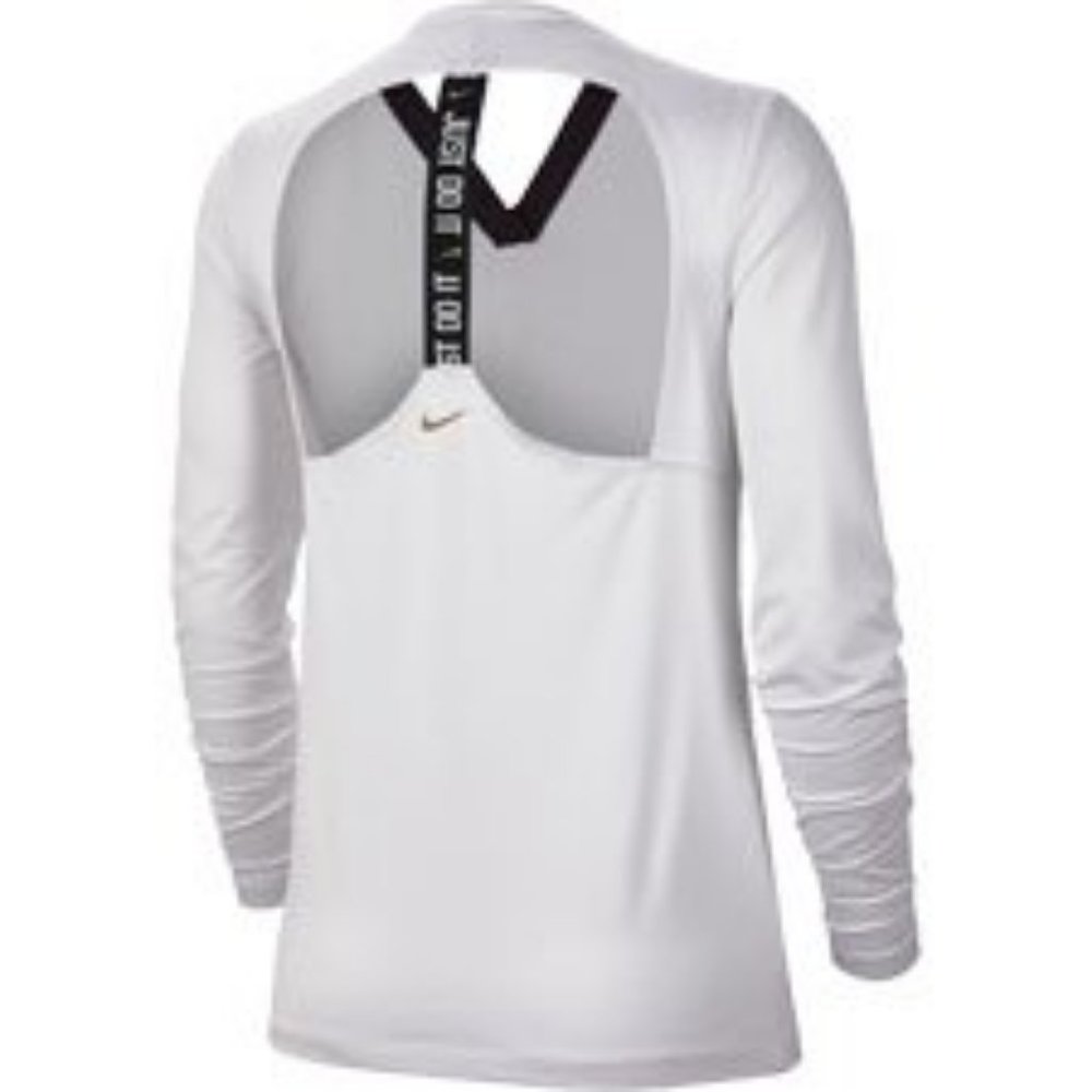 Dri-Fit Long Sleeve Glam Dunk Elastika Training V-Neck Shirt White/Black Nike S